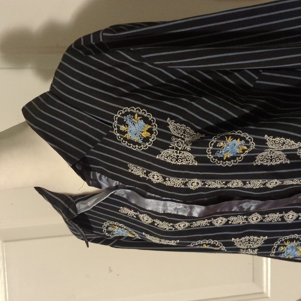 Lane Bryant Pinstriped Long Sleeve Collared Shirt Plus Size Country Western - Picture 2 of 12